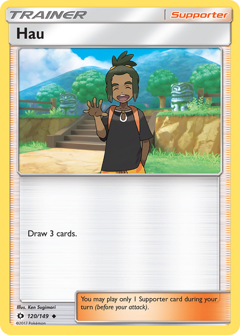 Hau 120 Sun & Moon Pokémon card