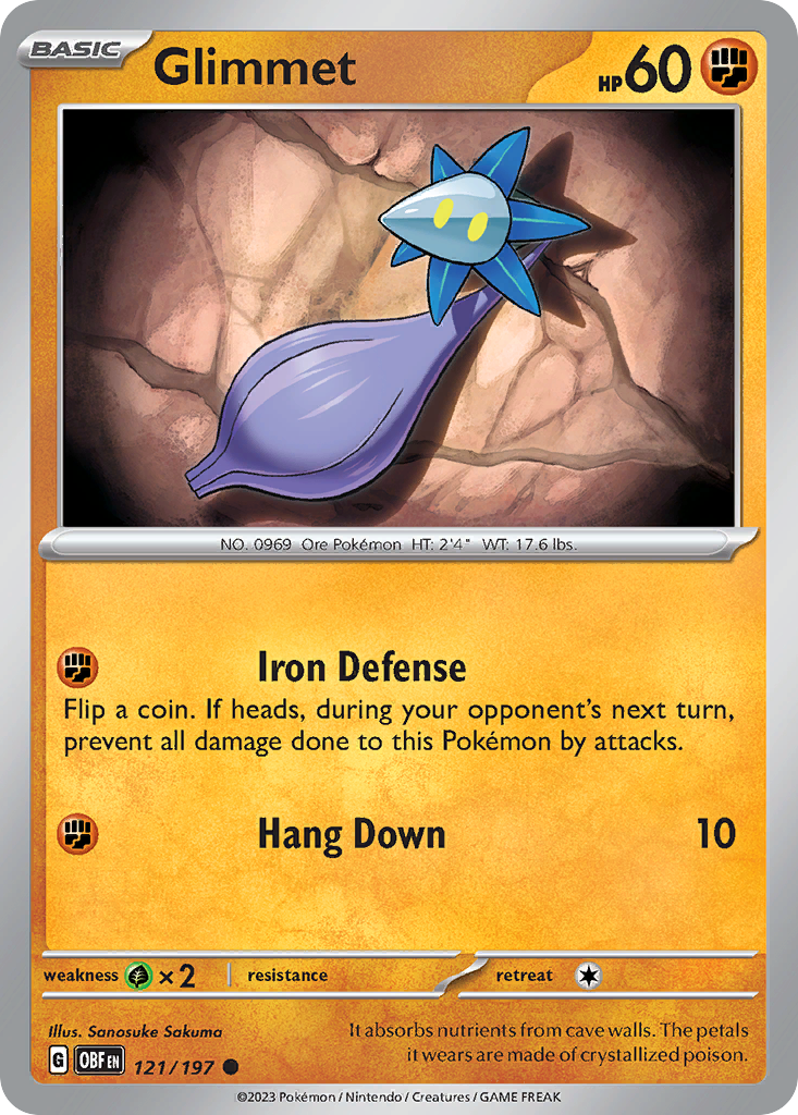 Glimmet 121 Obsidian Flames Pokémon card