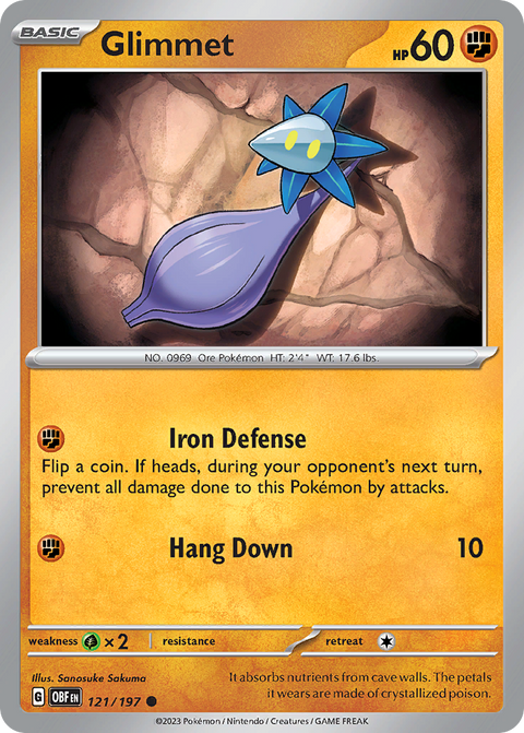 Glimmet 121 Obsidian Flames Pokémon card