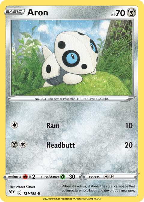 Aron 121 Darkness Ablaze Pokémon card