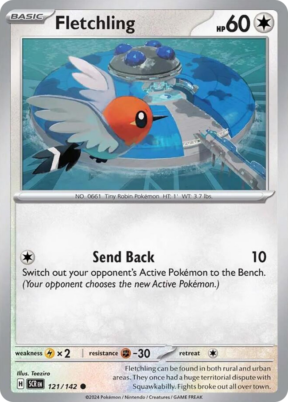 Fletchling 121 Stellar Crown Pokémon card