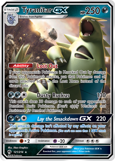 Tyranitar-GX 121 Lost Thunder Pokémon card