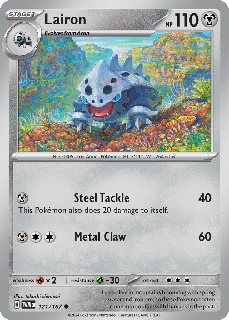 Lairon 121 Twilight Masquerade Pokémon card