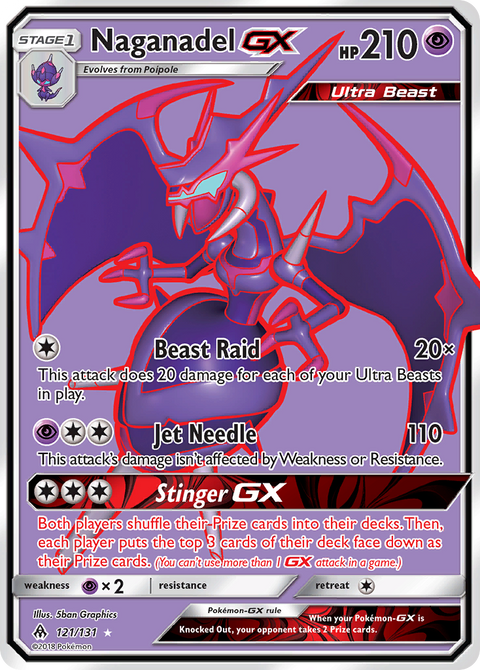 Naganadel-GX 121 Forbidden Light Pokémon card
