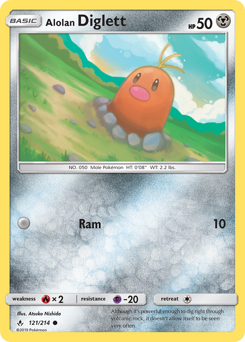 Alolan Diglett 121 Unbroken Bonds Pokémon card