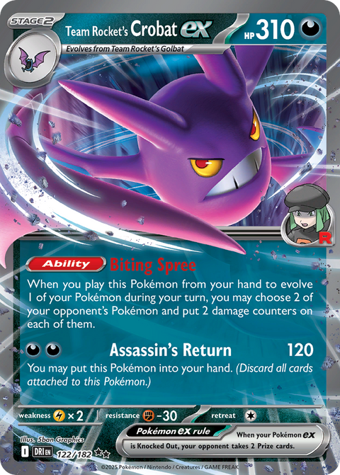 Team Rocket's Crobat ex 122 Destined Rivals Pokémon card
