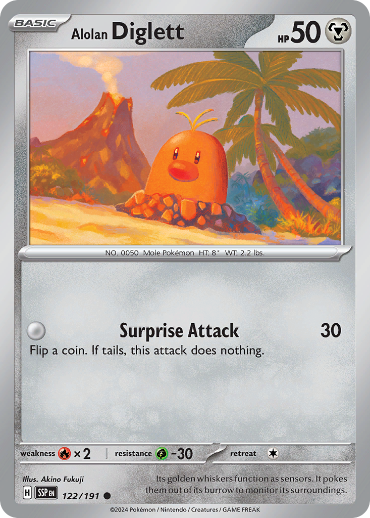 Alolan Diglett 122 Surging Sparks Pokémon card