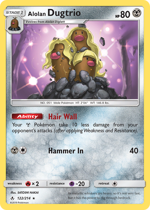Alolan Dugtrio 122 Unbroken Bonds Pokémon card