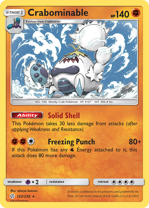 Crabominable 122 Cosmic Eclipse Pokémon card