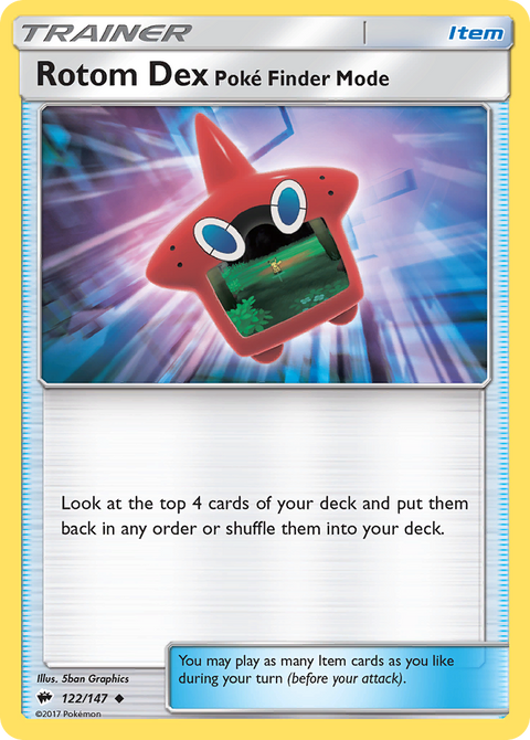Rotom Dex Poké Finder Mode 122 Burning Shadows Pokémon card