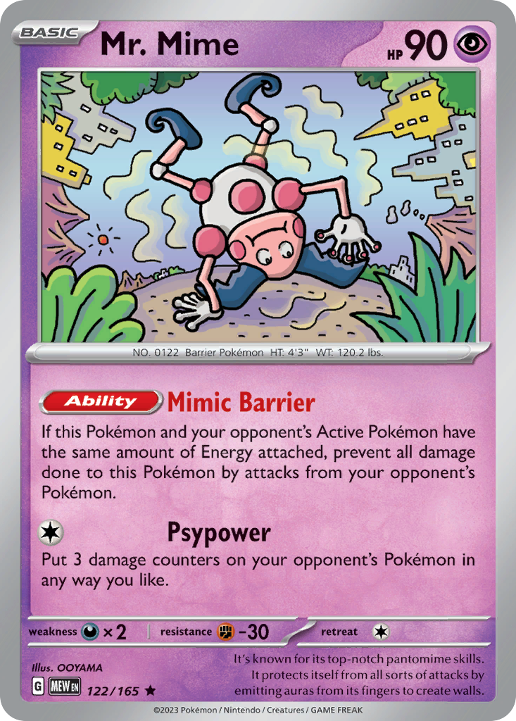 Mr. Mime 122 151 Pokémon card