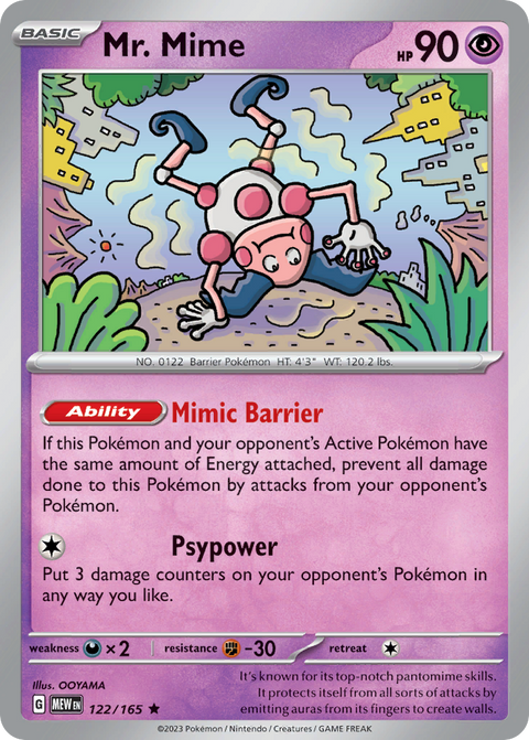 Mr. Mime 122 151 Pokémon card