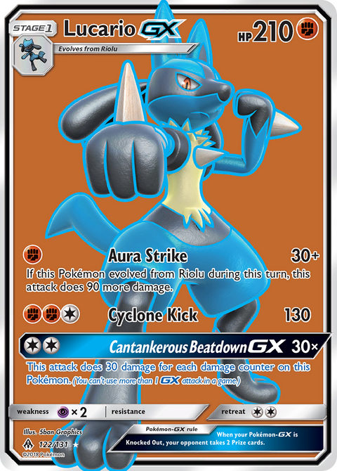 Lucario-GX 122 Forbidden Light Pokémon card