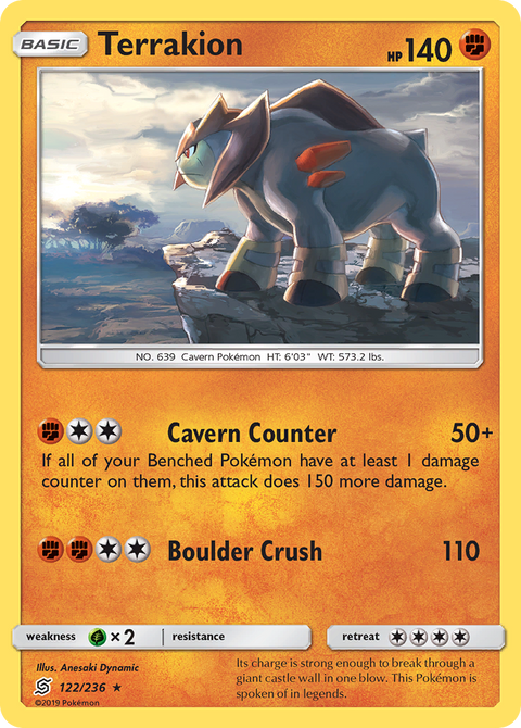 Terrakion 122 Unified Minds Pokémon card