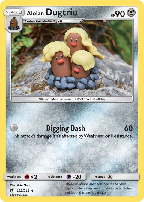 Alolan Dugtrio 123 Lost Thunder Pokémon card