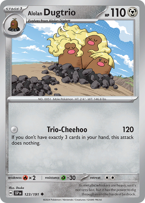 Alolan Dugtrio 123 Surging Sparks Pokémon card