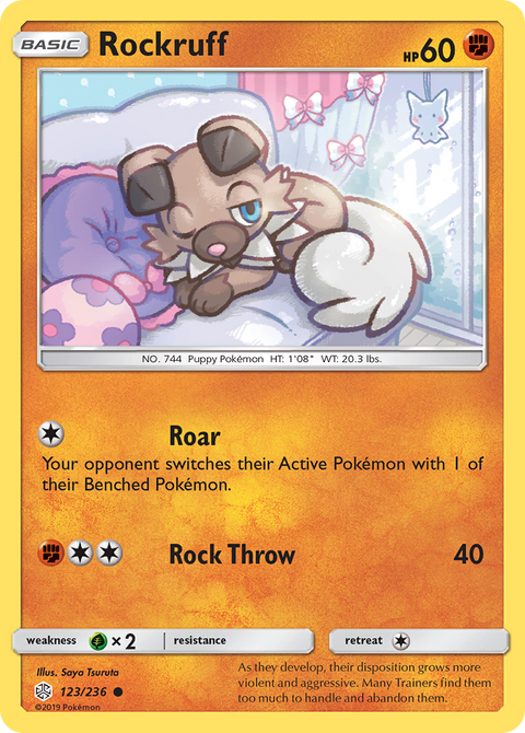 Rockruff 123 Cosmic Eclipse Pokémon card