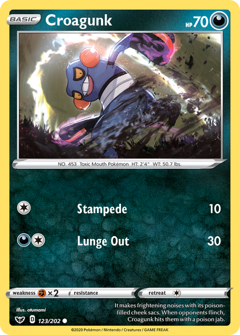 Croagunk 123 Sword & Shield Pokémon card