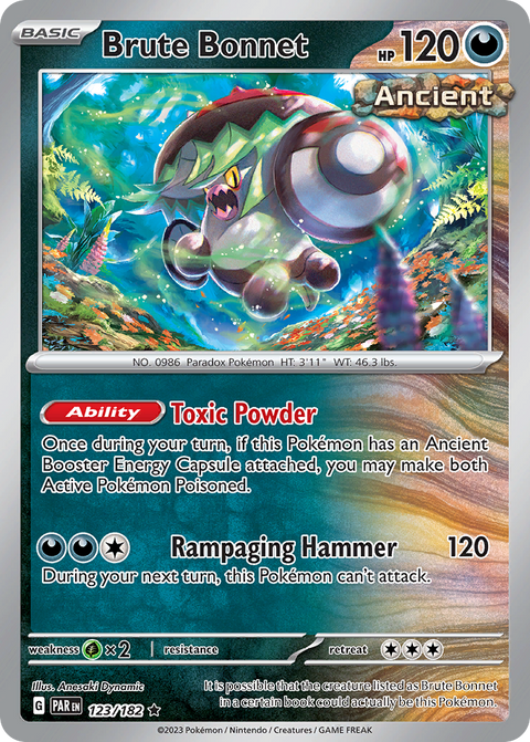 Brute Bonnet 123 Paradox Rift Pokémon card