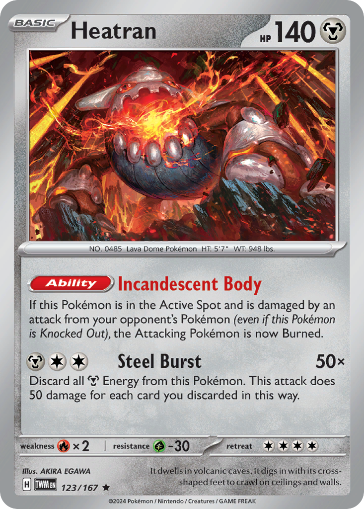 Heatran 123 Twilight Masquerade Pokémon card