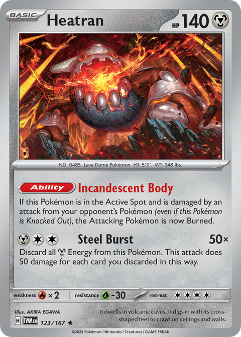 Heatran 123 Twilight Masquerade Pokémon card