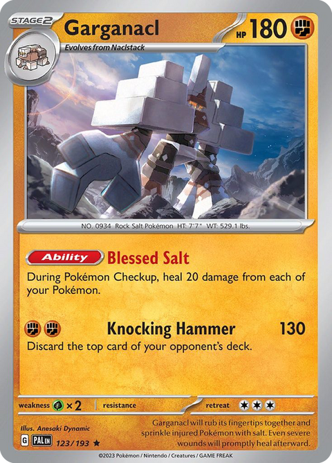 Garganacl 123 Paldea Evolved Pokémon card