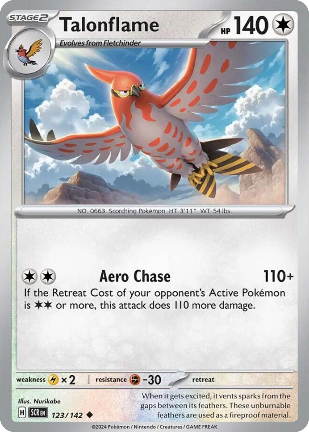 Talonflame 123 Stellar Crown Pokémon card