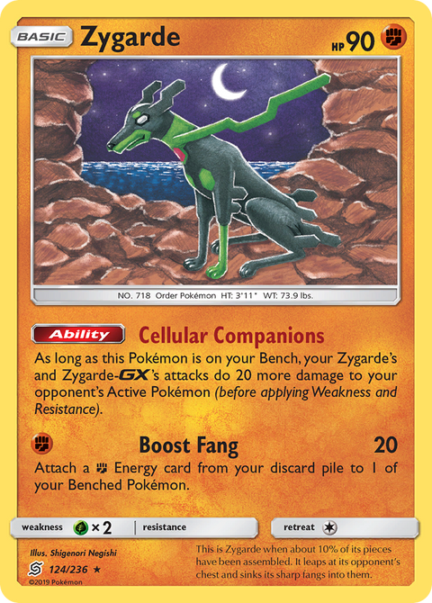 Zygarde 124 Unified Minds Pokémon card