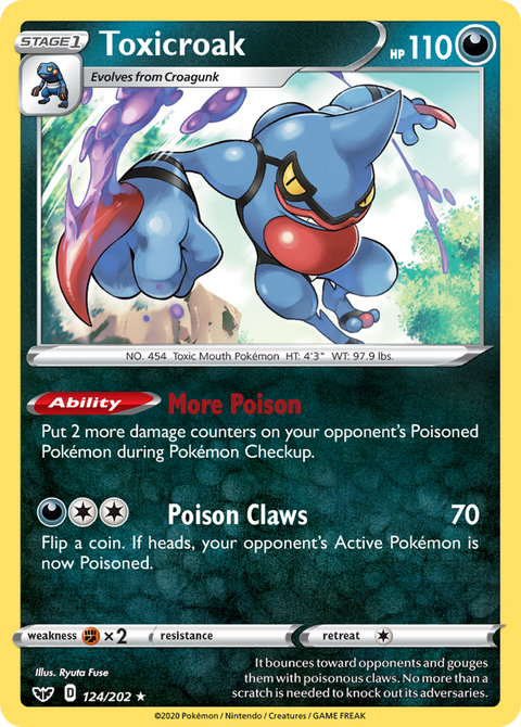Toxicroak 124 Sword & Shield Pokémon card