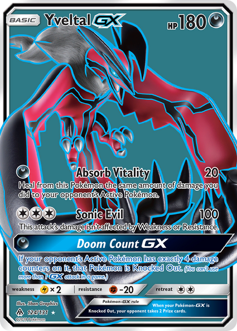 Yveltal-GX 124 Forbidden Light Pokémon card