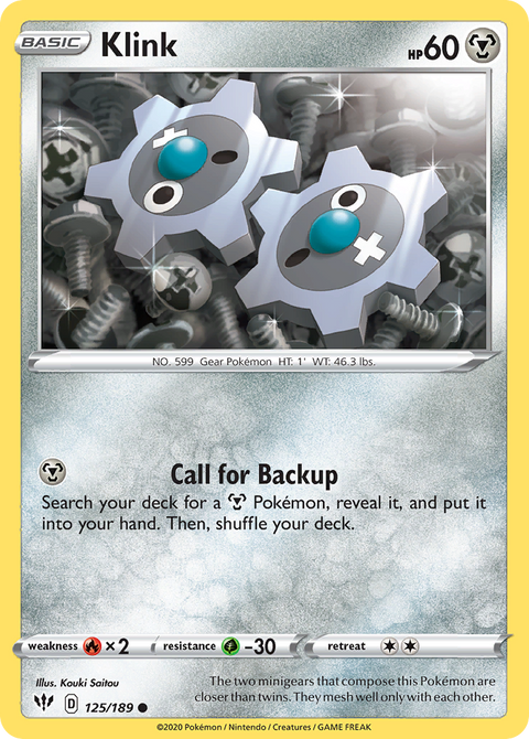 Klink 125 Darkness Ablaze Pokémon card