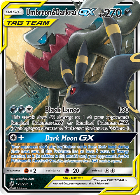 Umbreon & Darkrai-GX 125 Unified Minds Pokémon card