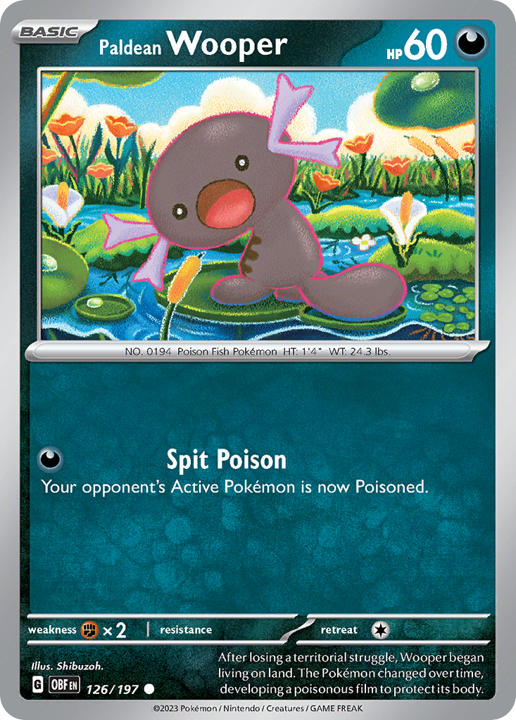 Paldean Wooper 126 Obsidian Flames Pokémon card