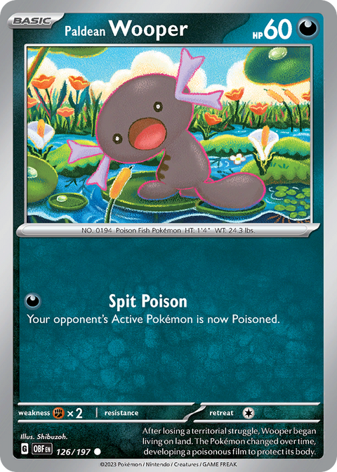 Paldean Wooper 126 Obsidian Flames Pokémon card