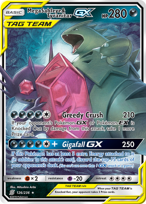 Mega Sableye & Tyranitar-GX 126 Unified Minds Pokémon card