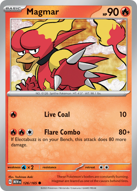 Magmar 126 151 Pokémon card