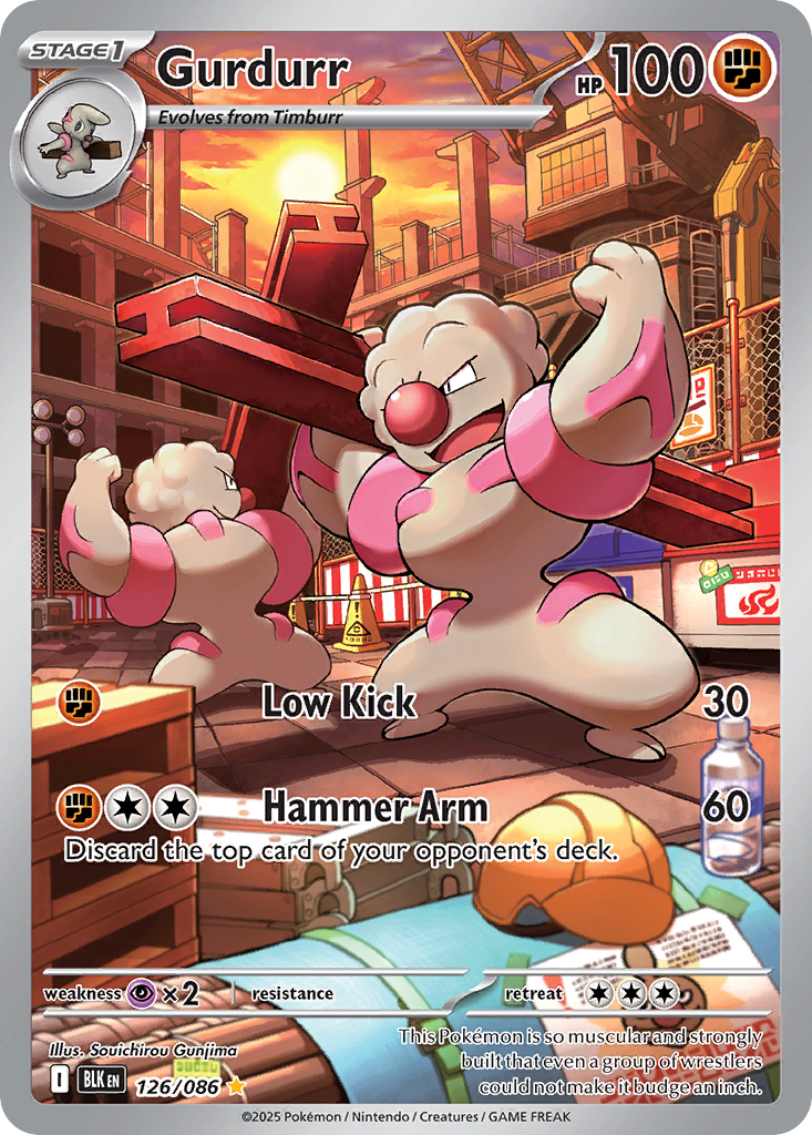 Gurdurr 126 Black Bolt Pokémon card