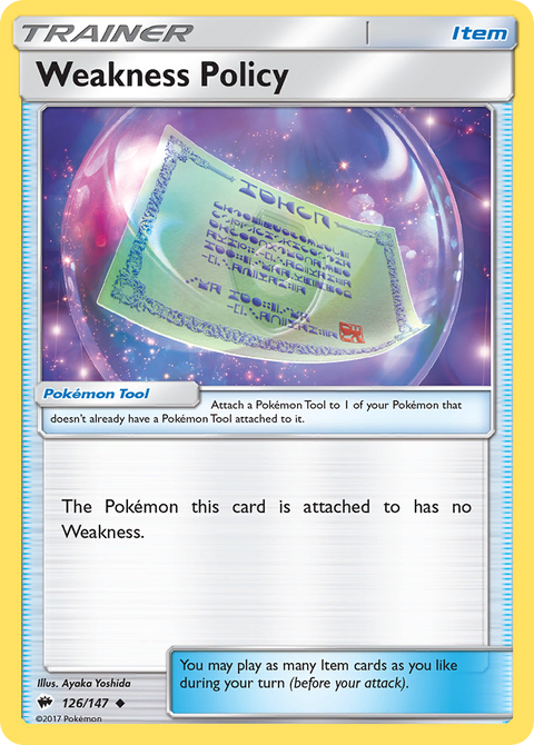 Weakness Policy 126 Burning Shadows Pokémon card