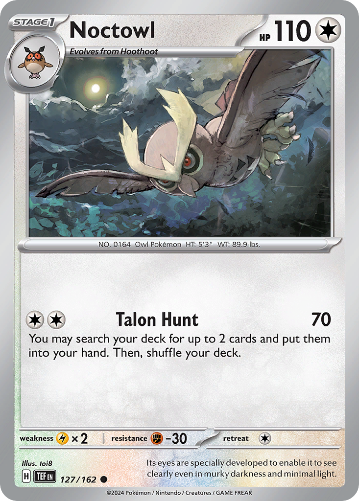 Noctowl 127 Temporal Forces Pokémon card