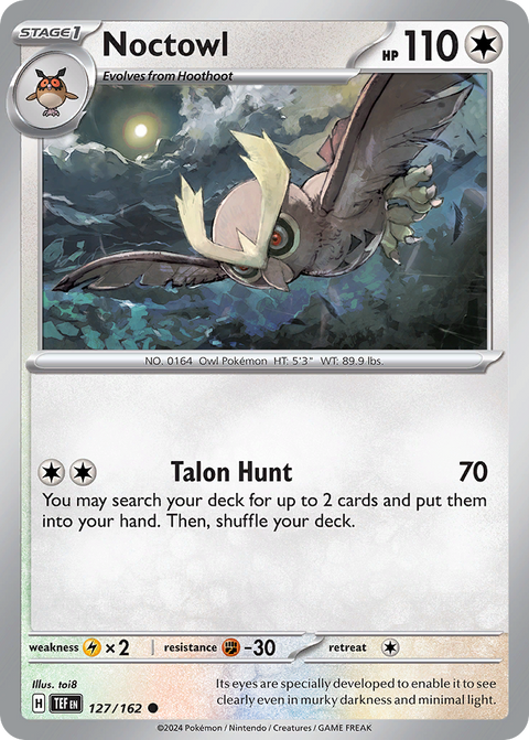 Noctowl 127 Temporal Forces Pokémon card