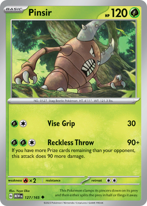 Pinsir 127 151 Pokémon card