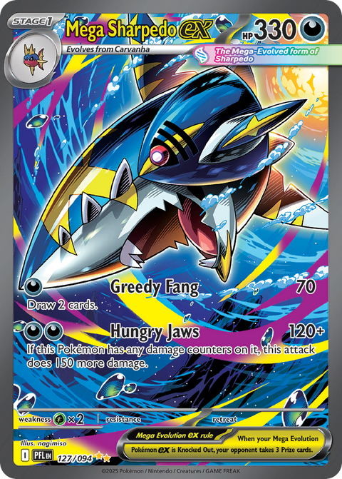 Mega Sharpedo ex 127 Phantasmal Flames Pokémon card