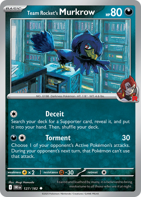 Team Rocket's Murkrow 127 Destined Rivals Pokémon card