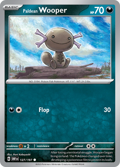 Paldean Wooper 127 Obsidian Flames Pokémon card