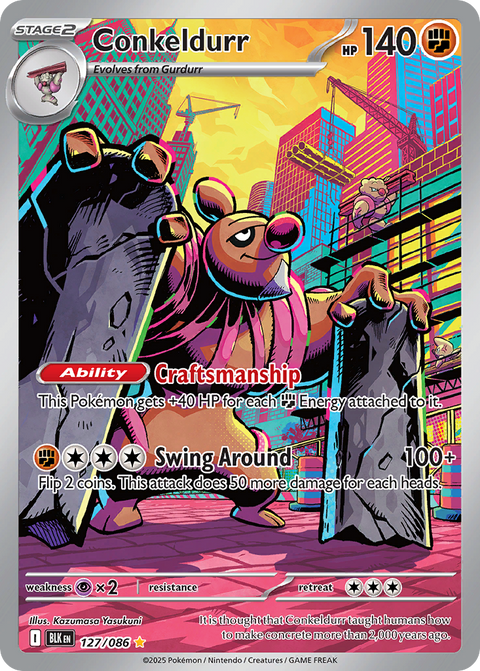 Conkeldurr 127 Black Bolt Pokémon card
