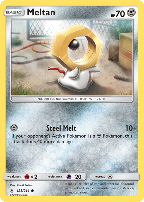 Meltan 128 Unbroken Bonds Pokémon card