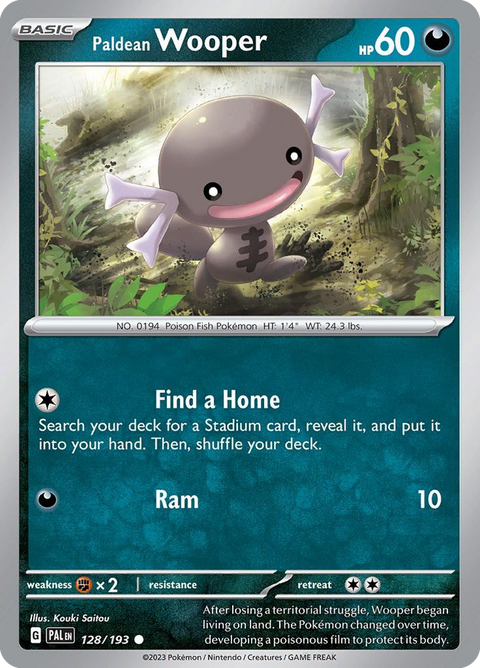 Paldean Wooper 128 Paldea Evolved Pokémon card