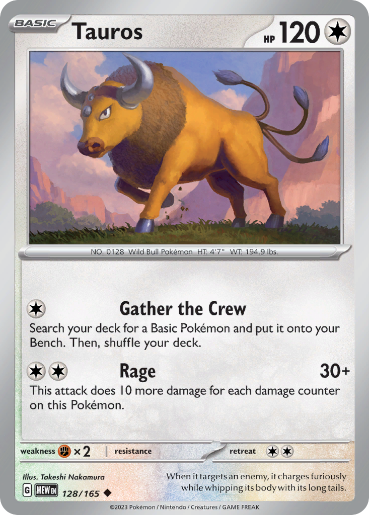 Tauros 128 151 Pokémon card