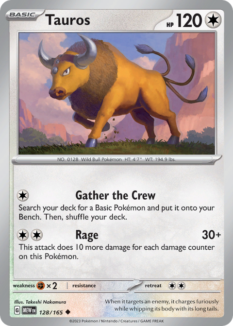 Tauros 128 151 Pokémon card