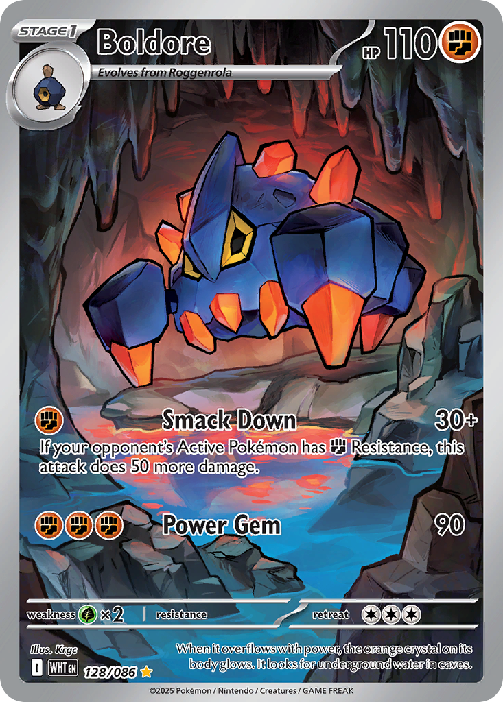 Boldore 128 White Flare Pokémon card